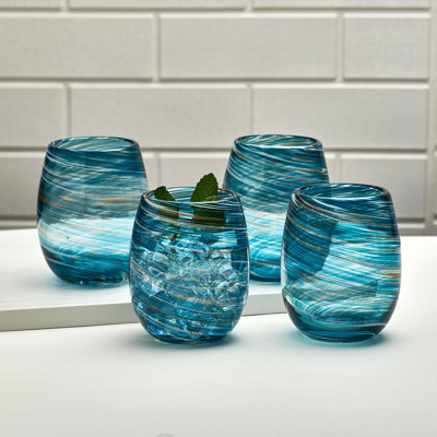 Mikasa Color Swirl 16 oz. Stemless Wine Glasses