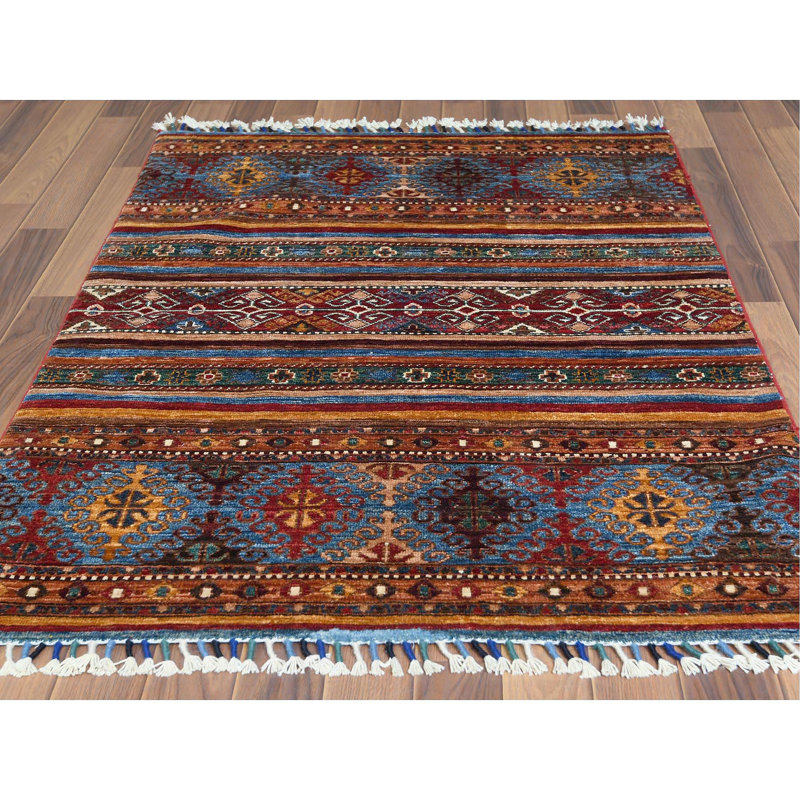 Tapis en laine noué à la main 3 pi 5 po x 5 pi Super Kazak Khorjin F567B4F5A5A64145A58A0AAE047657B2
