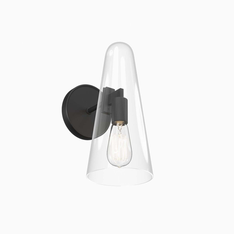 Modway Beacon 1-Light Wall Sconce, Clear, Black