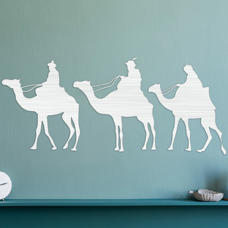 Art mural de Noël avec traîneau des pères Noël et des pluies - ACM, H 10,5 po x l 24 po x P 0,25 po, Blanc