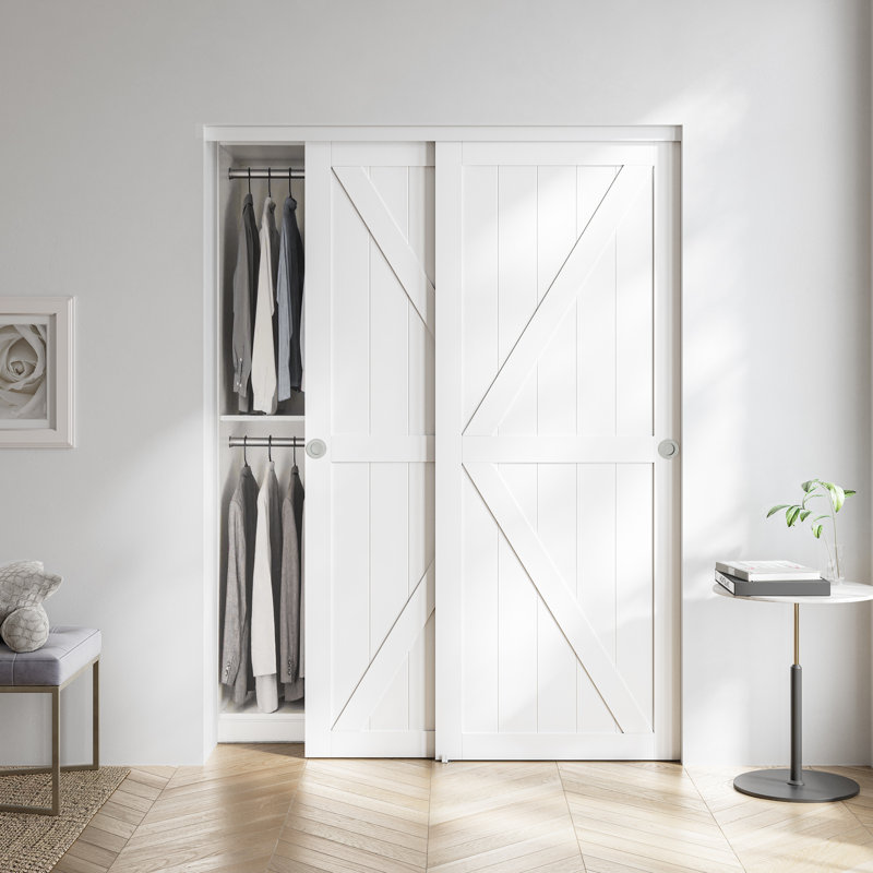 Porte de placard coulissante en bois aggloméré avec ensemble de quincaillerie, 48 po x 80 po