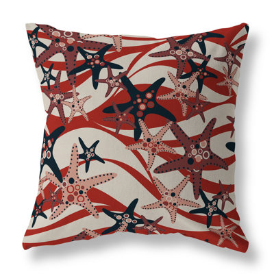 Starfish Sway Outdoor Reversible Throw Pillow