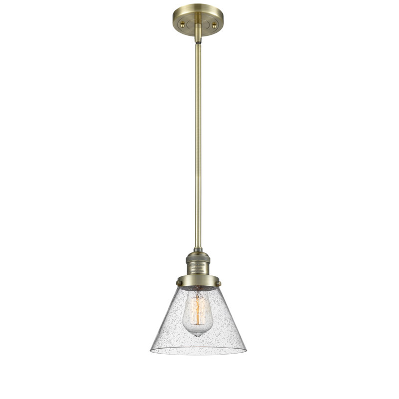 Mosley 1 - Light Single Pendant, Antique Brass, Seedy, 6 Watt Vinage LED Bulb