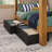 Mid-Century Modern Full Over Full Bunk Bed with Storage Drawers-439352855