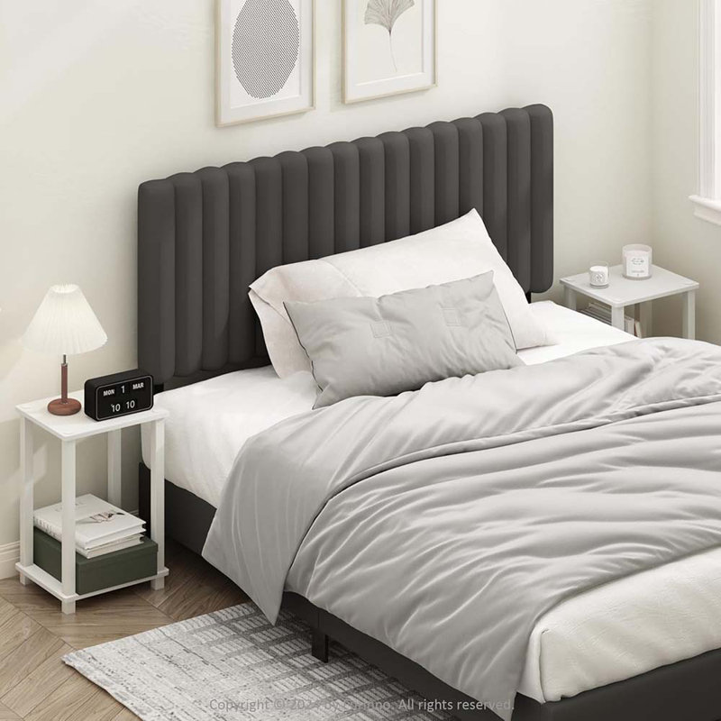 Compact Bedside Table, Nightstand, White/White, Set Of 2