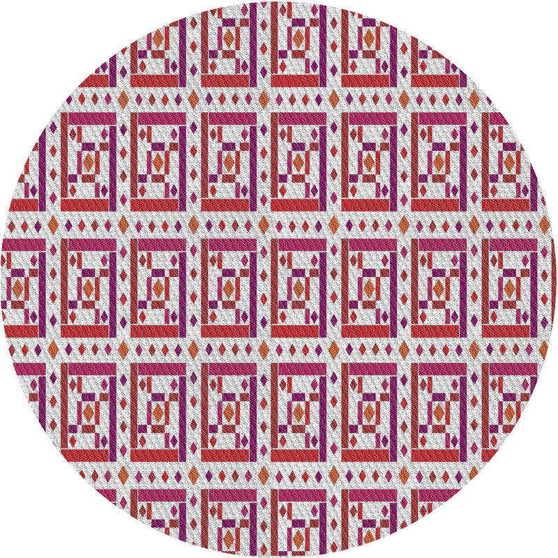 Tapis abstrait beige / rose, Rond 8 pi