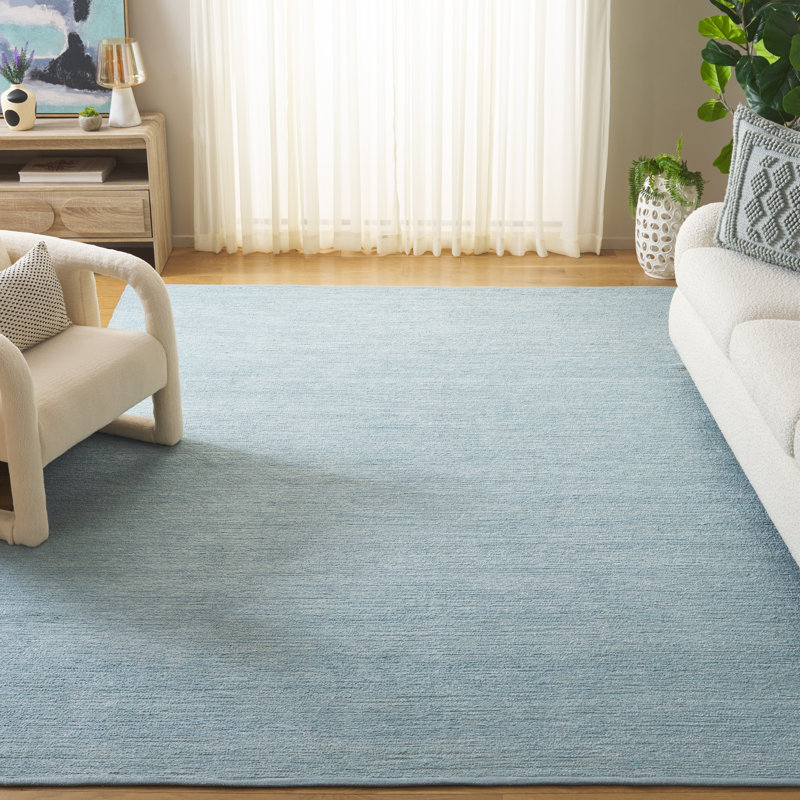 Mychelle Handtufted Recycled Cotton & Viscose Solid Color Rug in Turquoise, Rectangle 8' x 10'