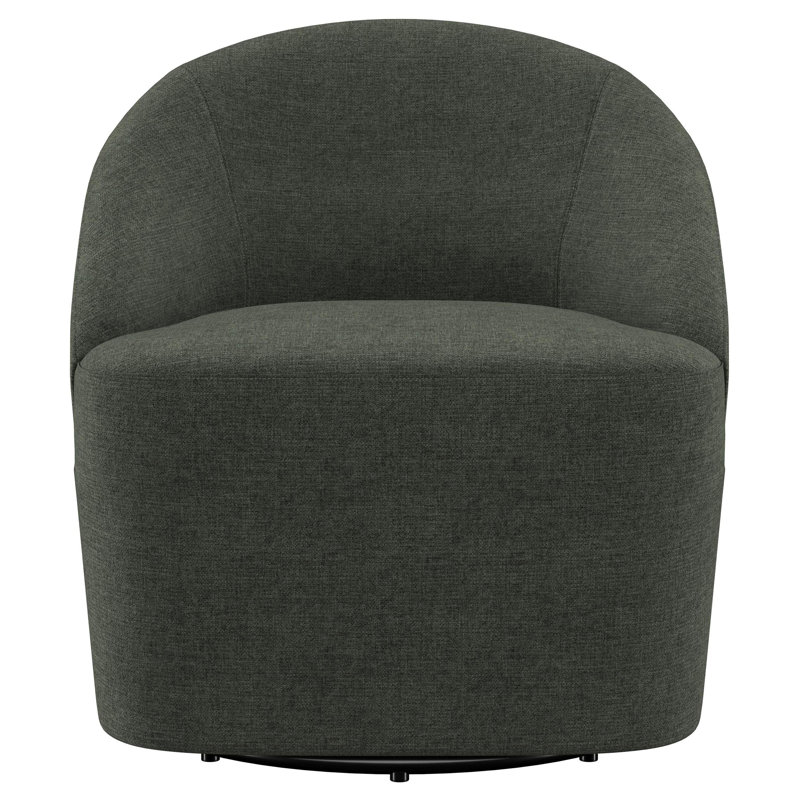 Toril Upholstered Barrel Accent Swivel Chair Hunter Green, Green