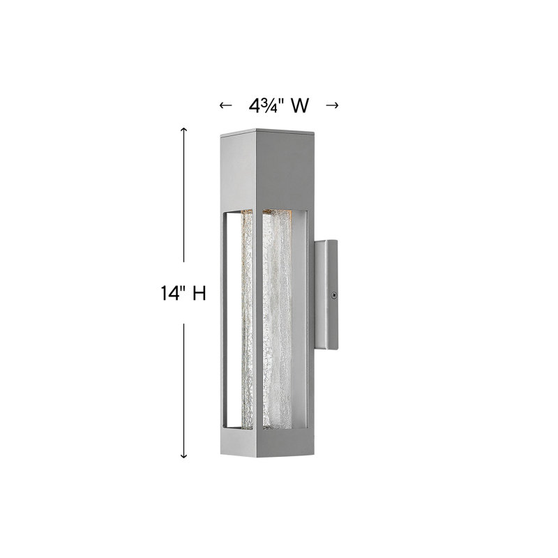 Applique murale d'extérieur en verre craquelé Vapor, H 14 po x l 4,75 po x P 3,75 po, Titane