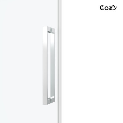44-49" W x 76" H Frameless Single Pivot Shower Door with Clear Tempered Glass, Shatter-Resistant Film & Installation Hole Locator