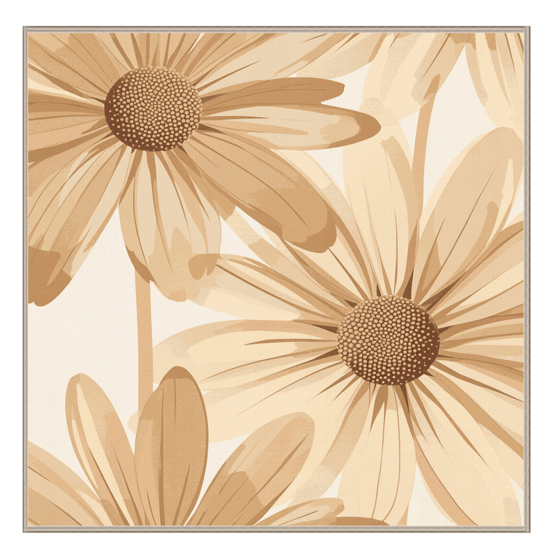 Tapis beige moelleux moelleux de style scandinave Esmont Daisy - reliure beige, Carré 5 pi