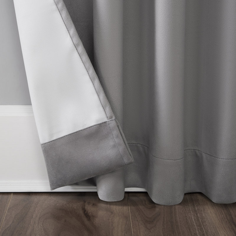 Gray Velvet Blackout Thermal Back Tab Curtain Panel