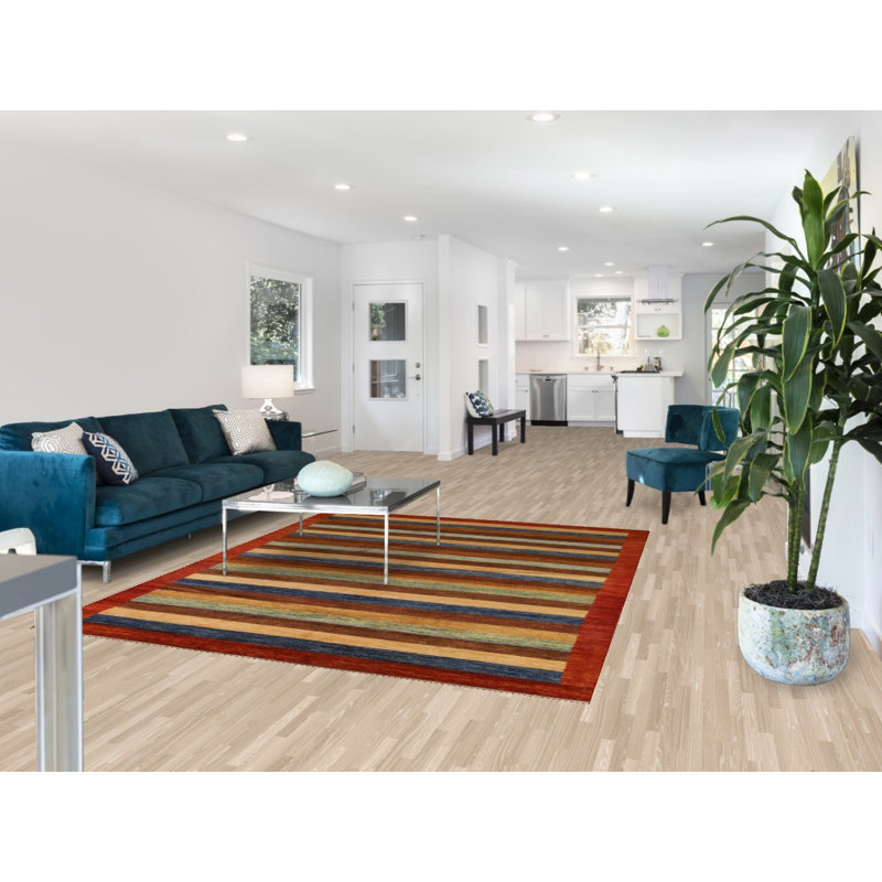 Tapis rayé moderne Gabbeh 6 x 8