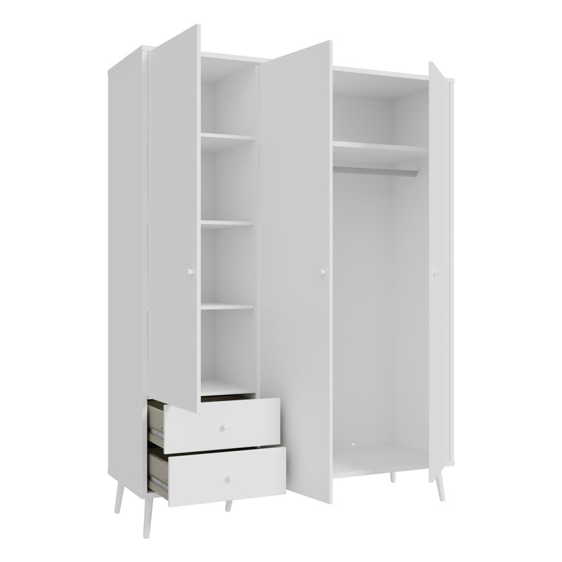 HARLLSON 3 Door Manufactured Wood Wardrobe, White