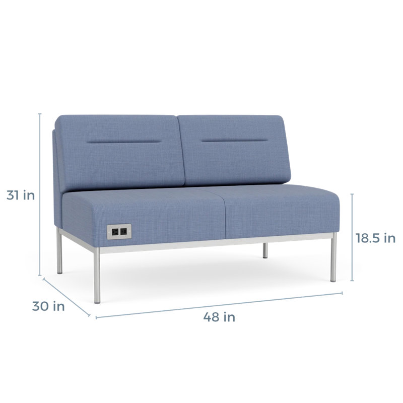 Causeuse Darsey, Avec alimentation, Argent argent, Chambray bleu marine clair