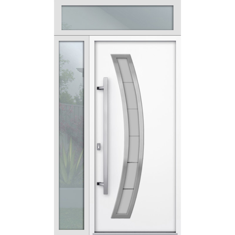 Deux 96'' Front Entry Doors, Left Hand/Inswing, White, 96" H x 50" W x 3.25" D
