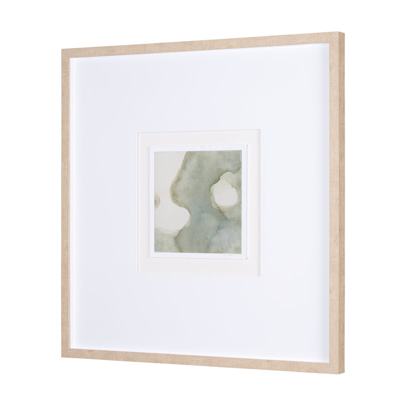 Solitude par Ira Havuka, toile texturée embellie à la main, H 31,5 po x l 31,5 po x P 1,625 po, Cadre en bois brun, Blanc