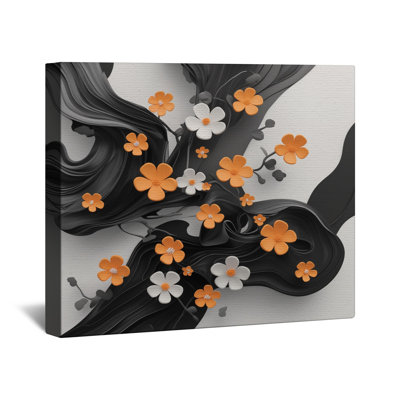 Orange White Flowers Canvas Gallery Wrap in Many Sizes