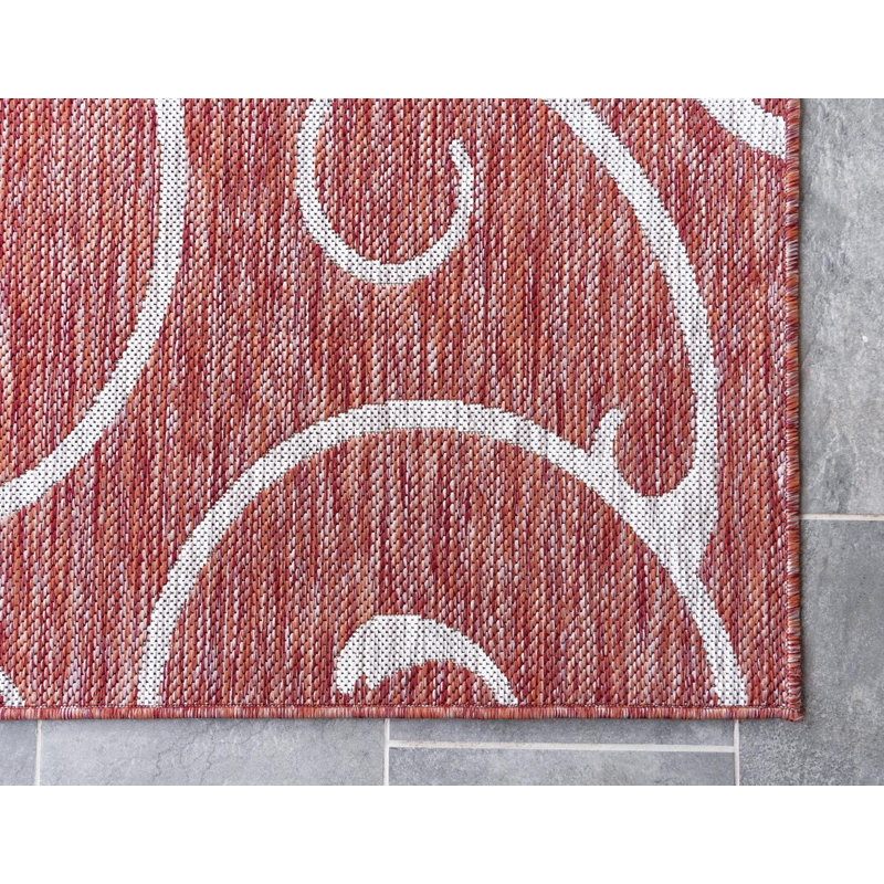 Tapis rouge rouille intérieur / extérieur Coutu, Rectangle 6 pi 1 po x 9 pi