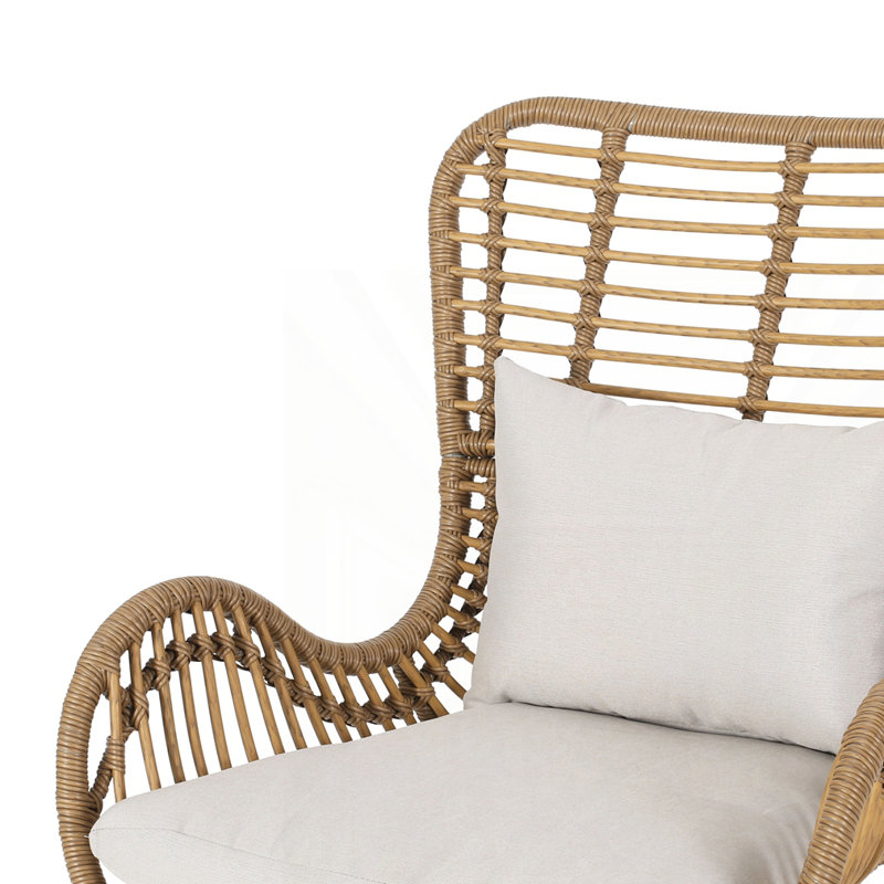 Chaise de patio avec coussins (ensemble de 2), Coussin beige / structure brune
