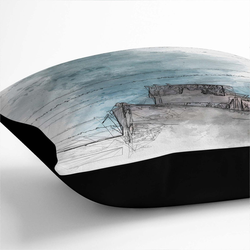 Abstract Square Throw Cushion, 55cm H x 55cm W x 20cm D, Black