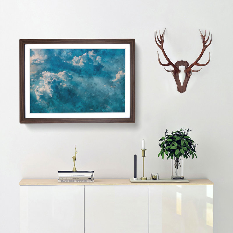 Light Through the Clouds - Picture Frame Painting Print, 24cm H x 33cm W x 2cm D, Walnut Framed