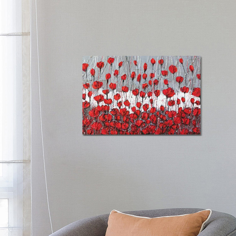 Poppies Landscape by Donatella Marraoni - Painting on Canvas, Wrapped Canvas, 45.72cm H x 66.04cm W x 1.91cm D