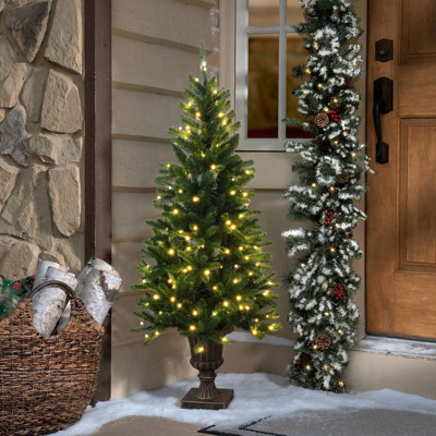Sapin de Noël artificiel Luxe de 1,5 m dans un pot en bronze rustique