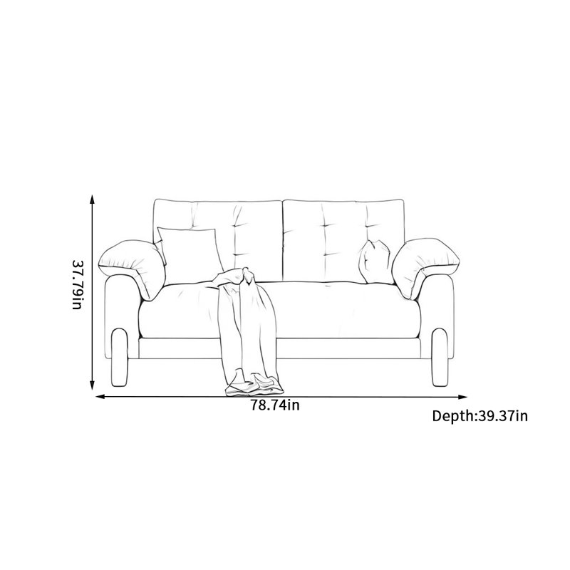 Canapé moderne et confortable en tissu, 3, H 37,79 po x l 78,74 po x P 39,37 po