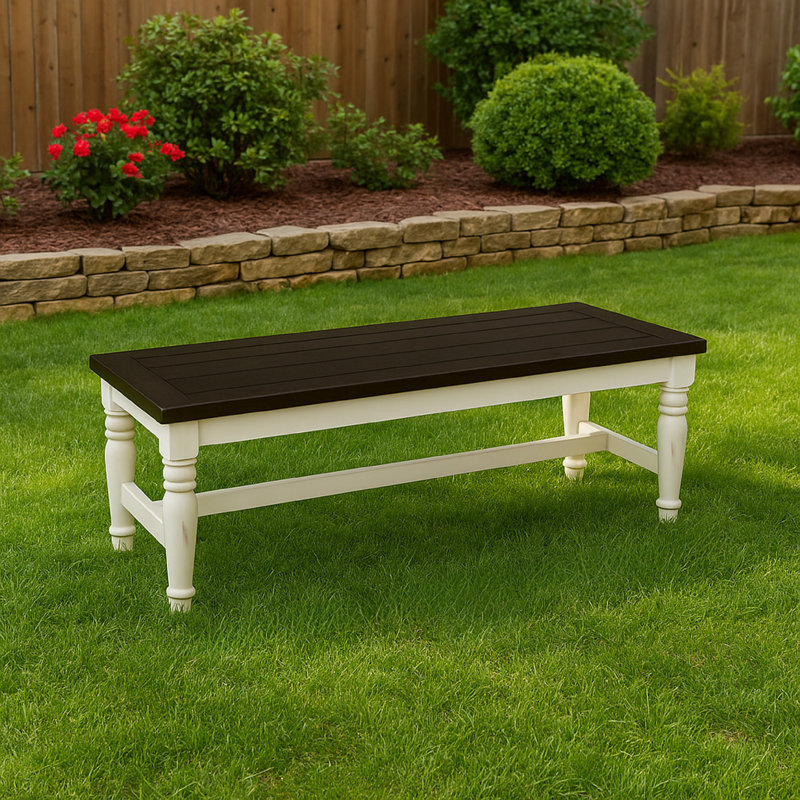 Banc Orso, blanc cassé, acajou brun foncé et bois de mindi, 52 po