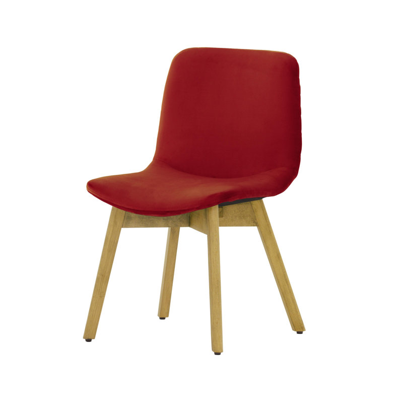 Jada 48cm H Velvet Upholstered Side Chair, Red, Dark Oak