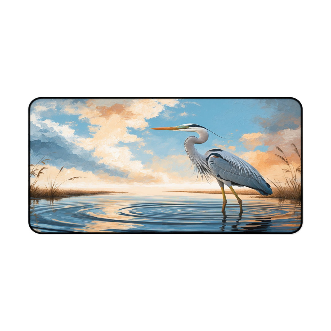 Painterly Heron Wetland Desk Mat