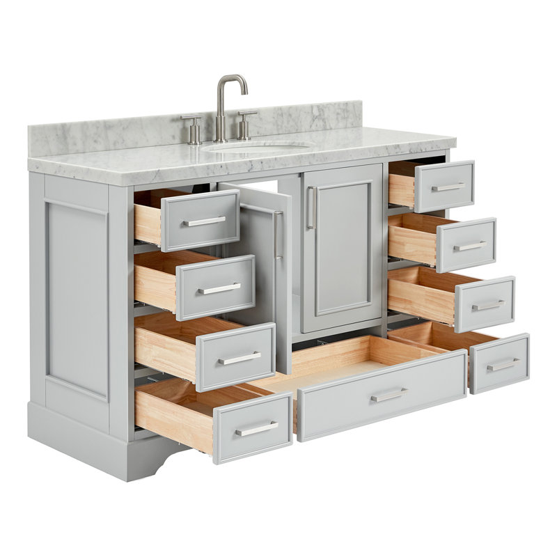 Meuble-lavabo simple avec plateau Abshire 55, Gris
