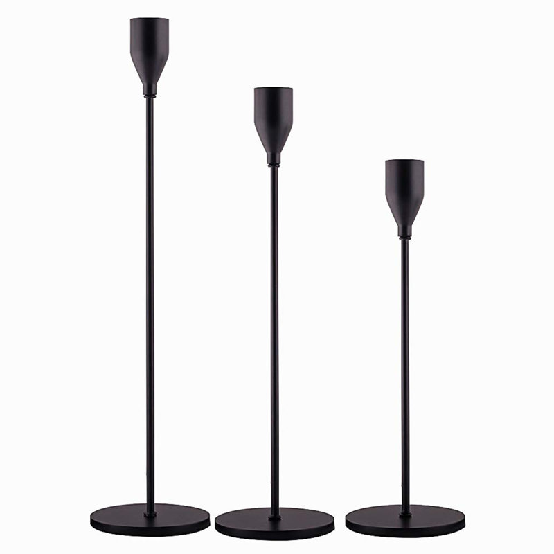 Metal Tabletop Candlestick, Matte Black