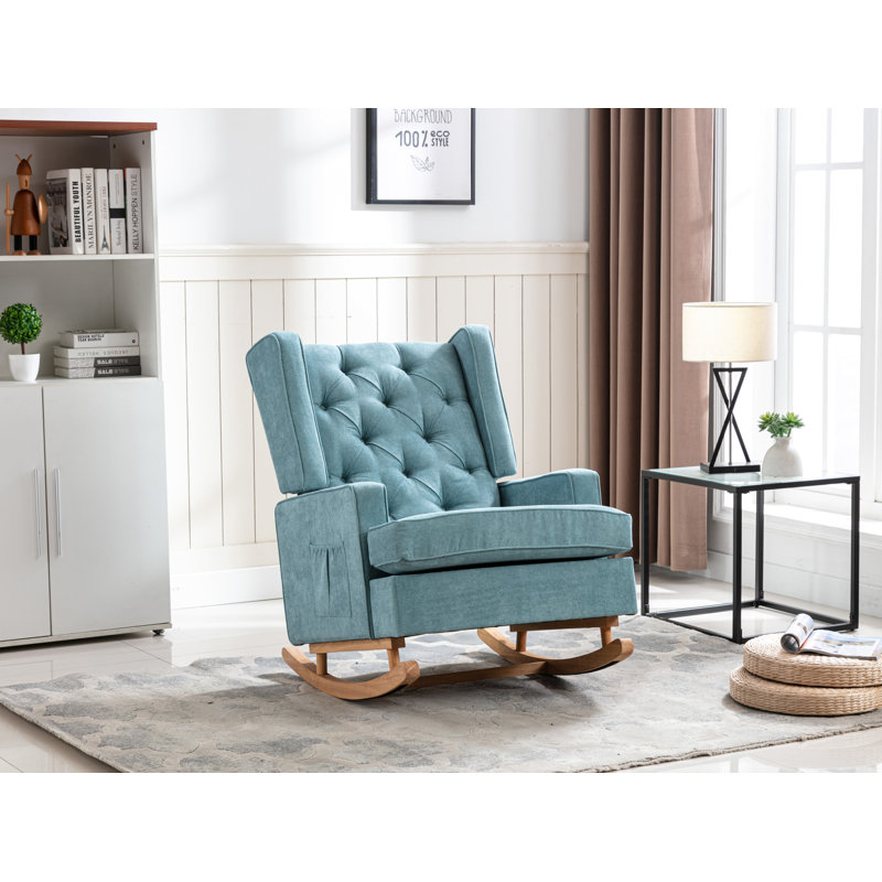 Fauteuil à bascule Mid-Century, Vert menthe