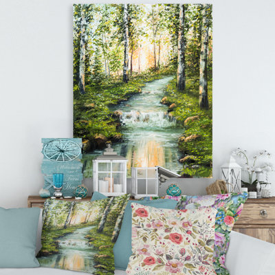 " River Through Birch Forest " Painting Print