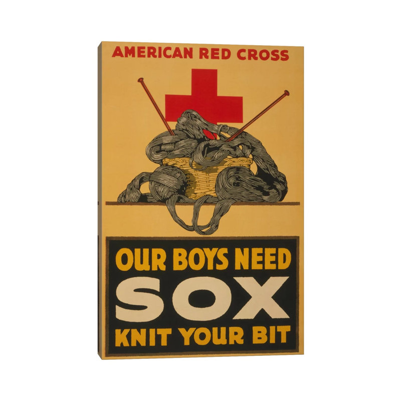 Our Boys Need Sox - Knit Your Bit American Red Cross Vintage Poster - Wrapped Canvas Print, 152.5 cm H x 101.5 cm W