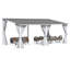 Pergola blanche avec toit rigide et abri de jardin avec rideaux et moustiquaire-123829700