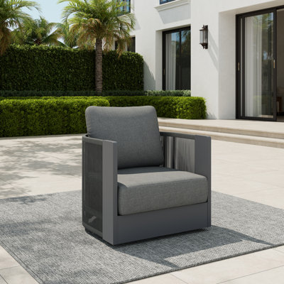 Chaise de patio d'extérieur pivotante avec coussins