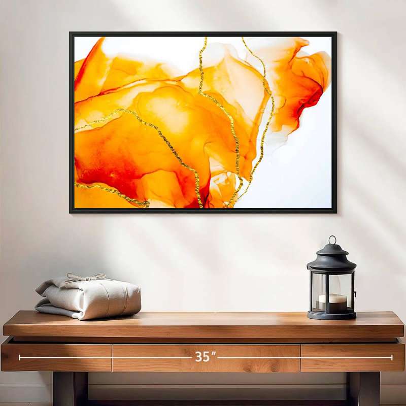 Blairs orange déversement, 25 po x 17 po, Cadre flottant noir