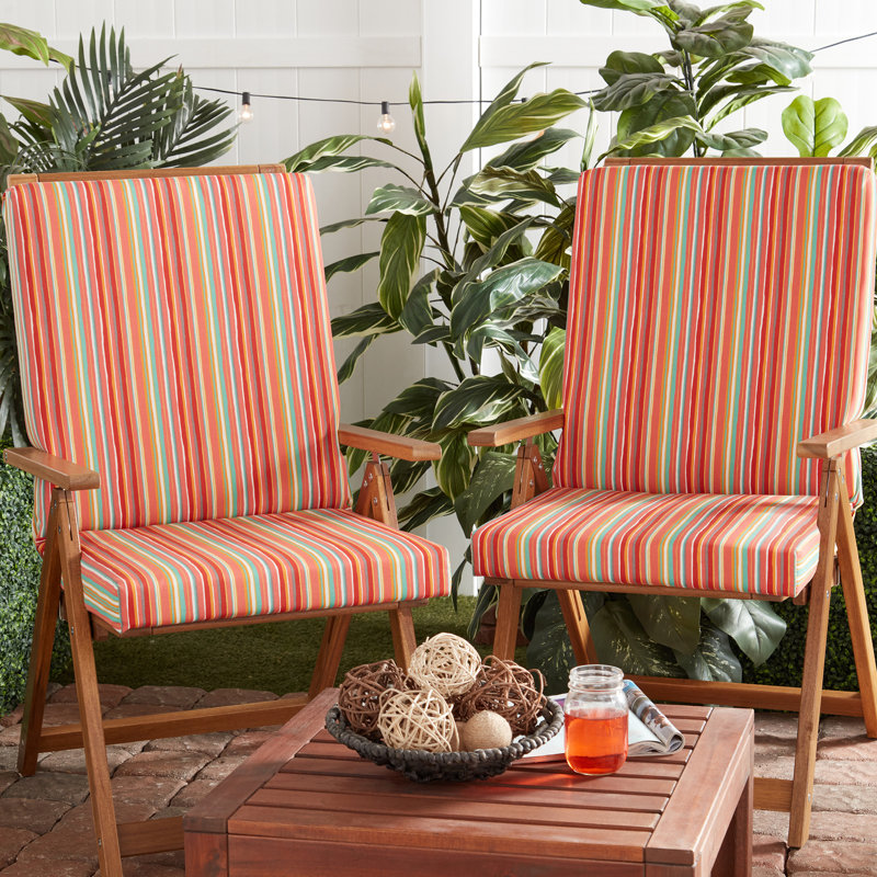High Back Dining Chair Pad, Watermelon Striped
