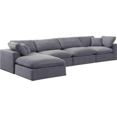 Hinesh Velvet L-Shaped Sectional Reversible