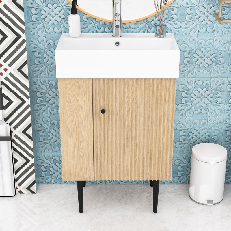 21.6" Bathroom vanity with Single Ceramic Sink