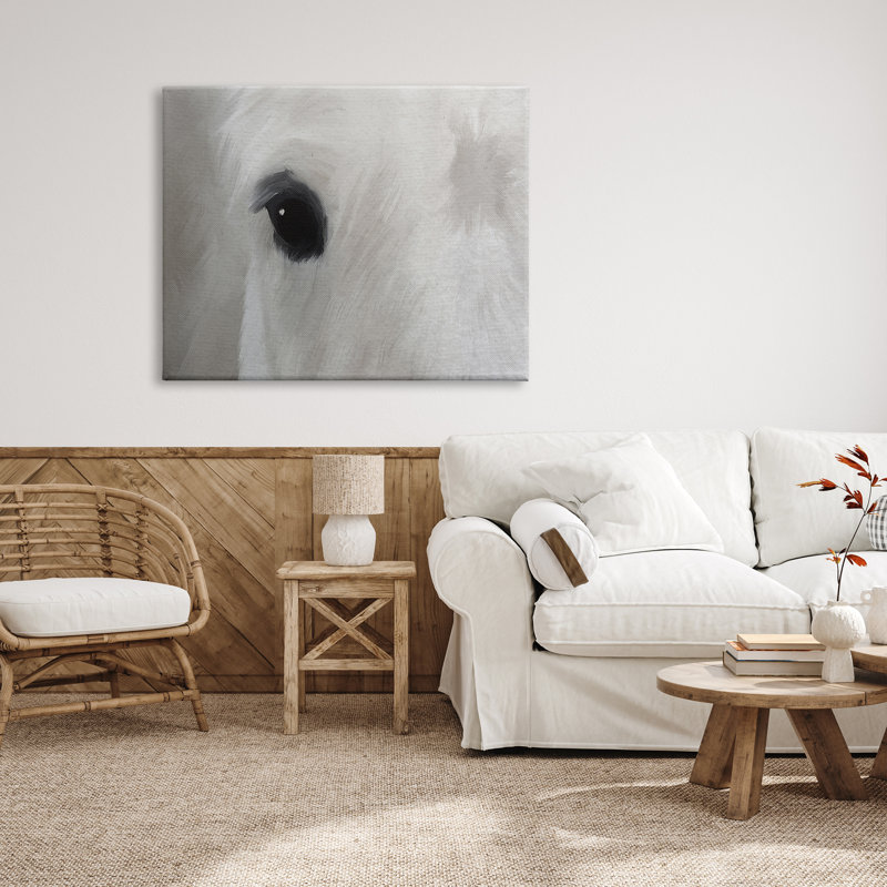 Gros plan sur un étalon sauvage blanc, H 36 po x l 48 po, Toile tendue