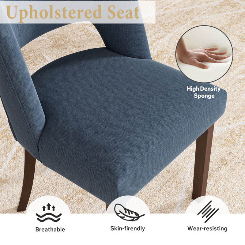 Chaise d'appoint rembourrée en bois massif, Bleu très foncé