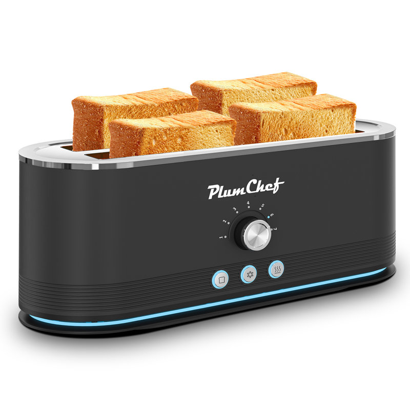 Premium 4-Slice Toaster with 7 Browning Settings, 1400W Stainless Steel Anti-Fingerprint Housing, Sleek Black Finish