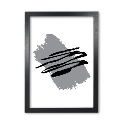 Grey Jaggered Paint Brush Abstract - Print