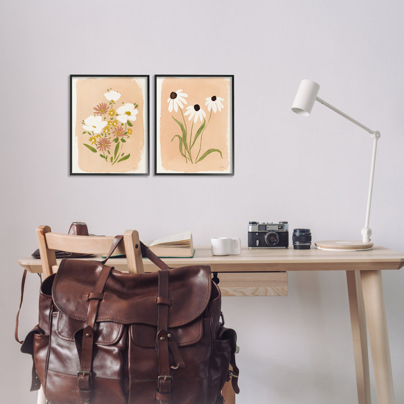 Wildflower & Daisy Treasures, ensemble de 2 giclées encadrées, design par Katrina Pete, H 14 po x l 22 po