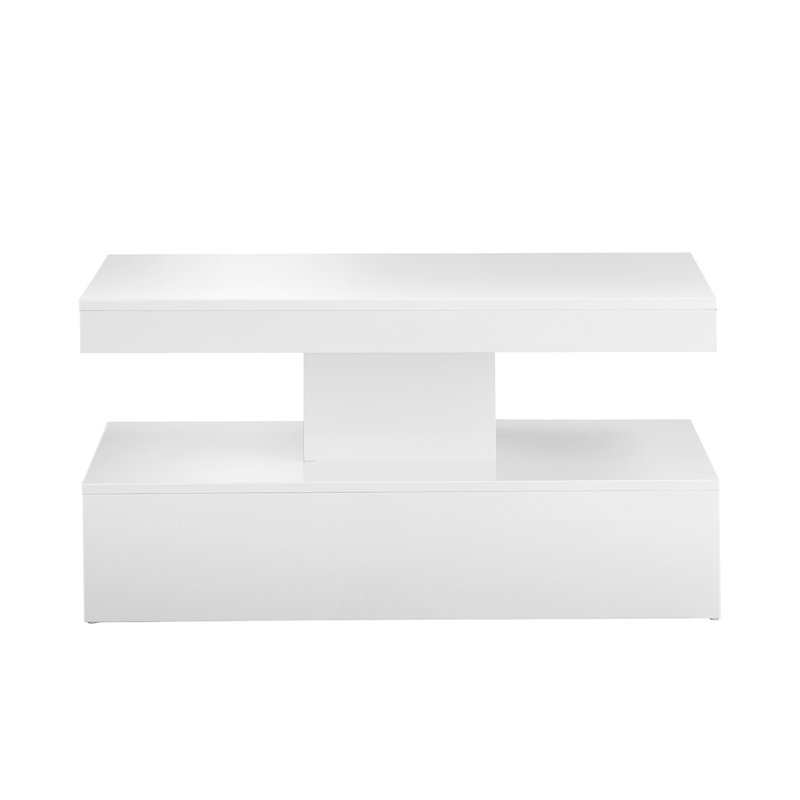 Timote Modern Gloss Coffee Table with LED Lights for Living Room, White Gloss