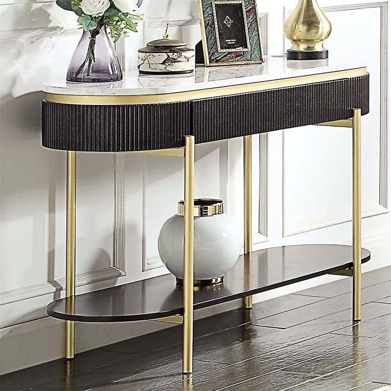 Table d'appoint pour canapé avec tablette inférieure ouverte